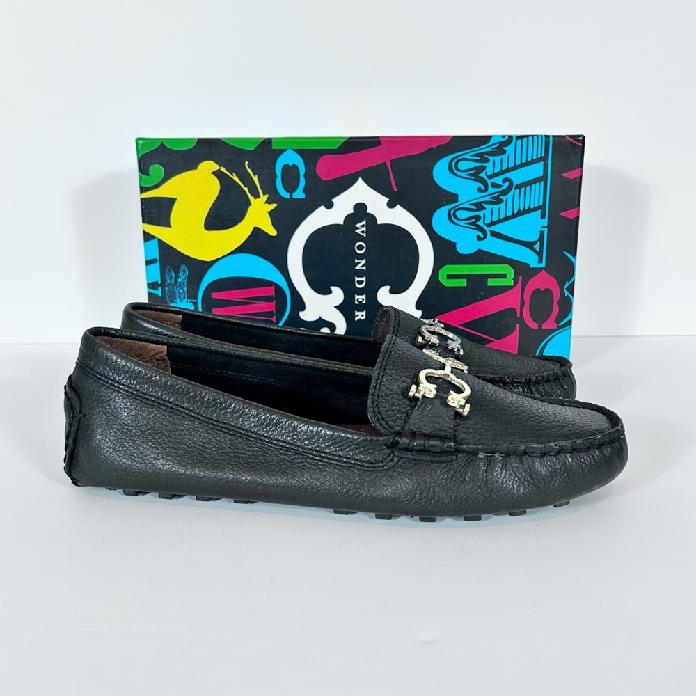 C Wonder Women's Size 8.5 Black Leather Driving Moccasin Loafers Shoes